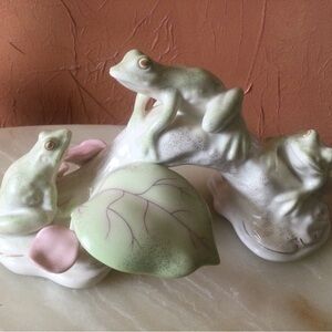 Lenox Green and White Ceramic Frog Art
